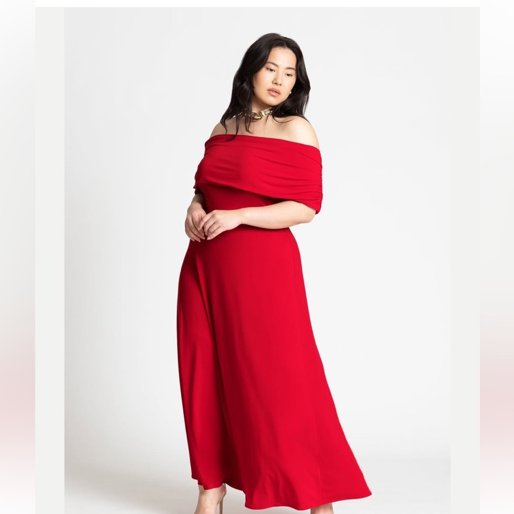 Eloquii Off-Shoulder Red Maxi Dress